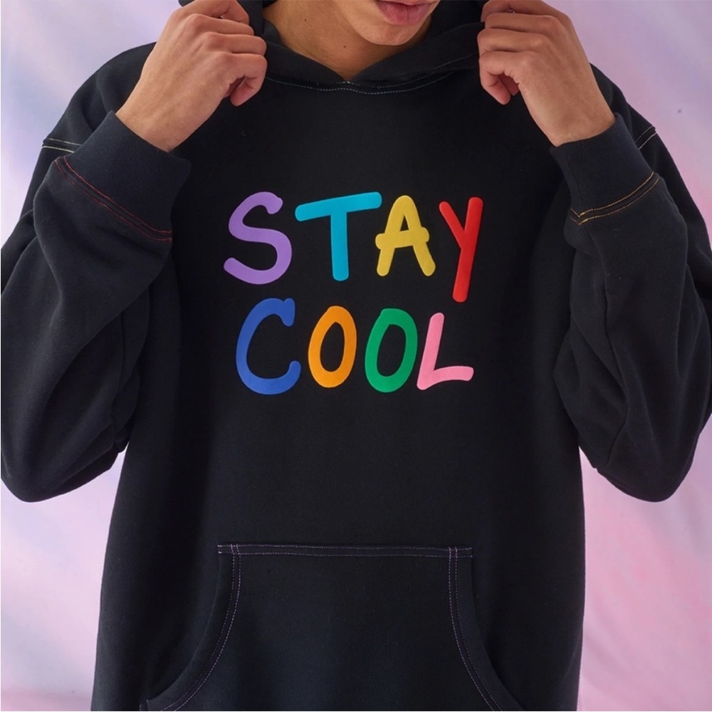 Revolve Puff Paint Hoodie in Black Stay Cool Size XXL
